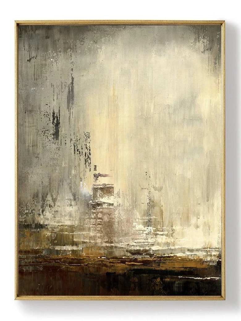 Contemporary Hand-painted Handmade Grey Urban Abstract Canvas Wall Art TIUQ4